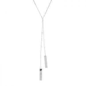 Electra sterling silver 2 flat bar drop necklace 45cm